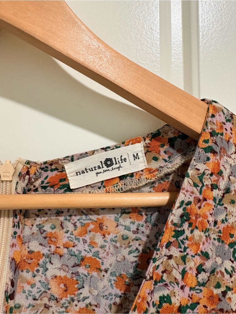 NATURAL LIFE Cottagecore Boho Orange Floral Tiered Maxi Dress Sz M - Picture 4 of 10